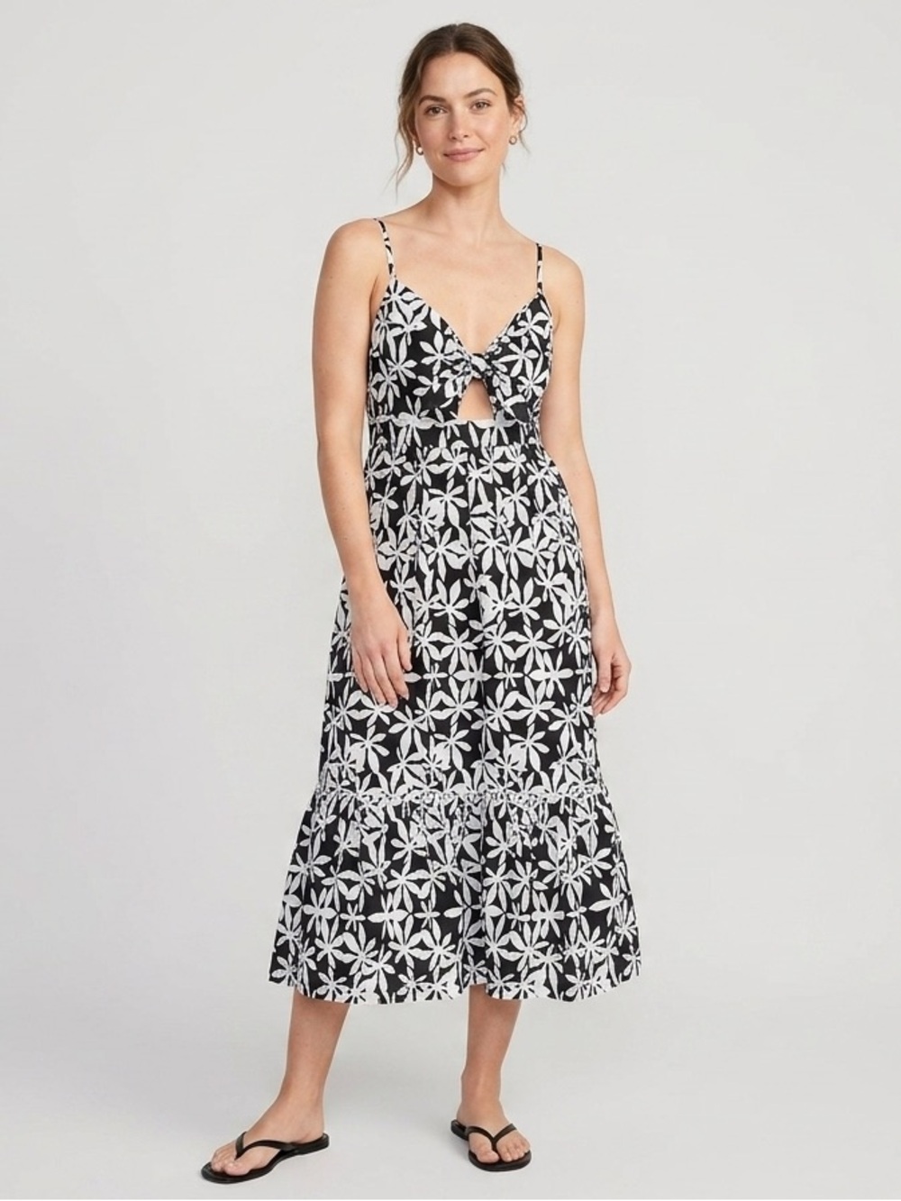 J.Crew Tie-Front Cutout Floral Midi Dress Size 14 NWT